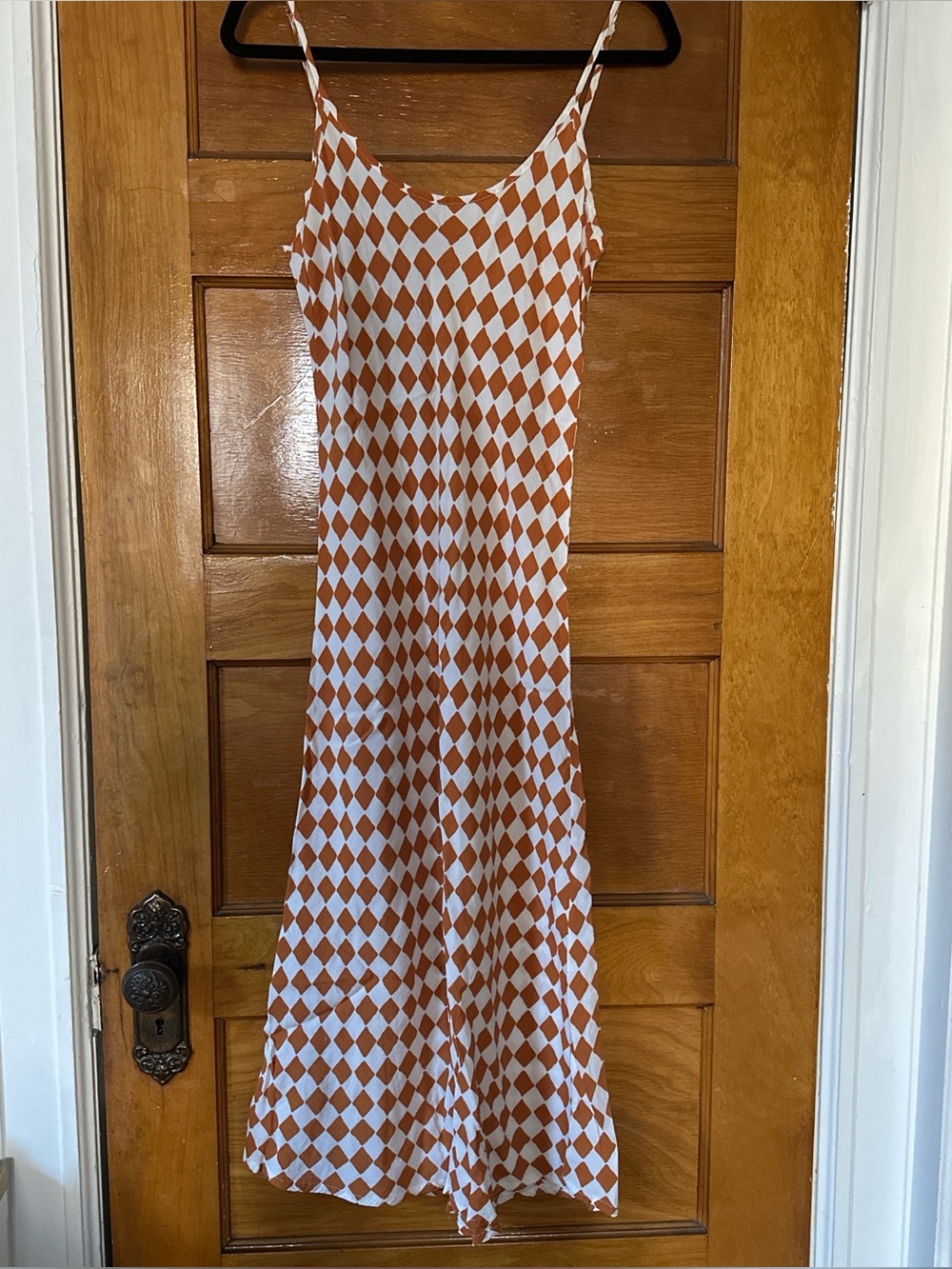 Holiday the label orange check slip dress